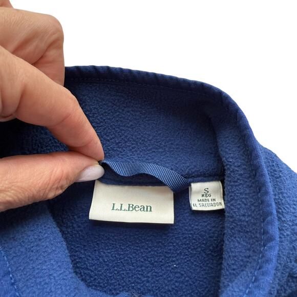 L.L. Bean Blue Fleece Full Zip Mock Neck Jacket Size Small - Picture 4 of 5